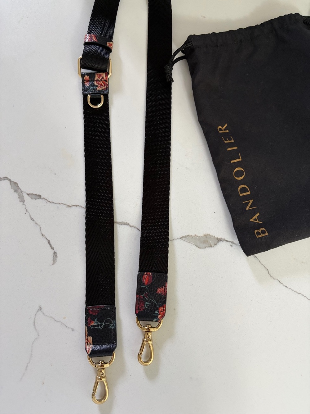 Bandolier Bobby Floral Black Crossbody Phone Strap - Picture 2 of 2
